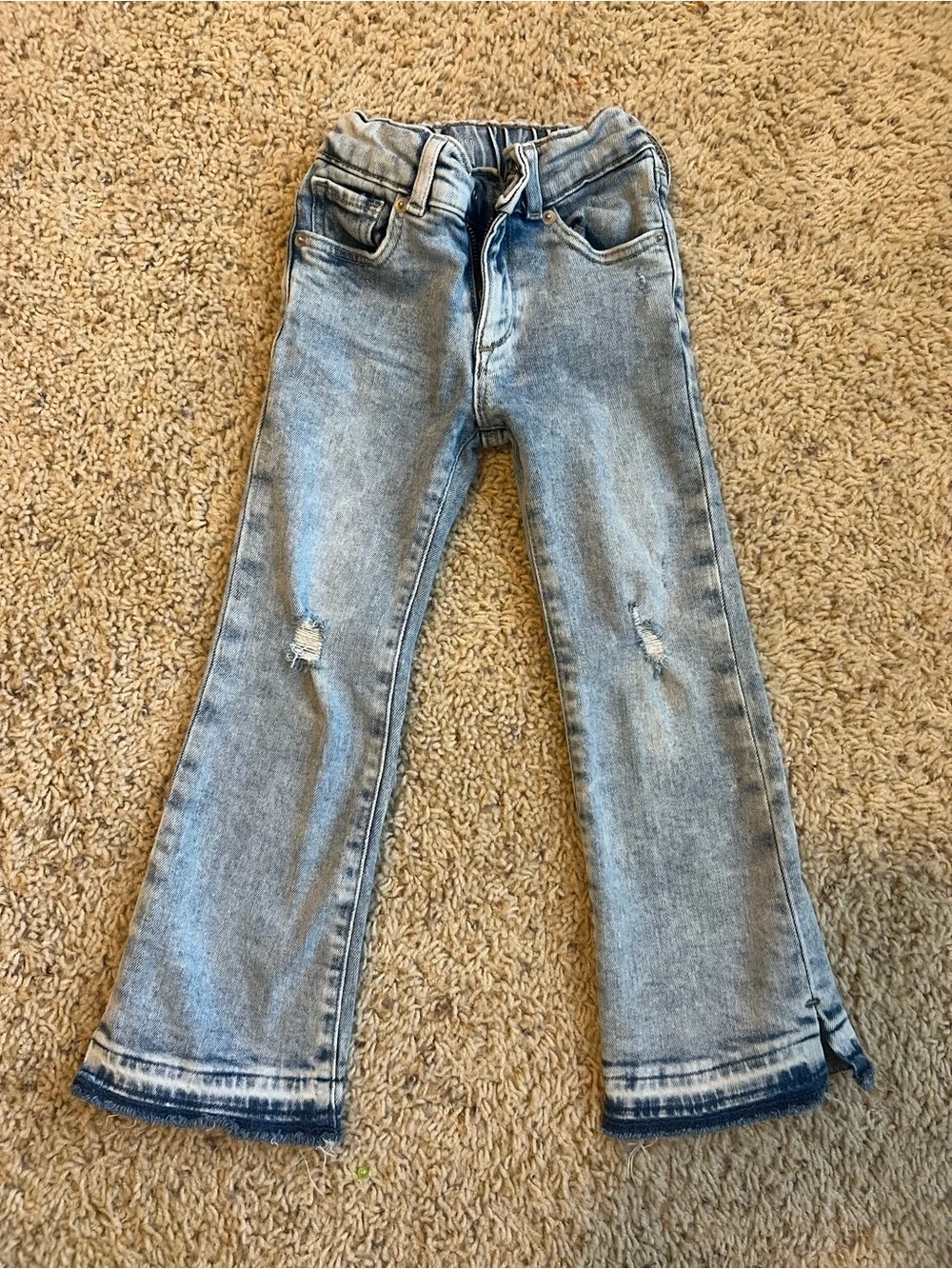 GAP Light Blue Flare Jeans with Frayed Hem - Girls